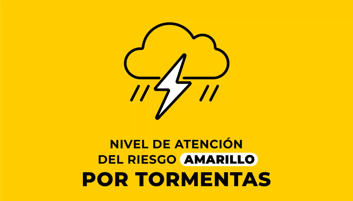 Alerta amarilla por fuertes tormentas, viento y posible granizo para la noche del domingo