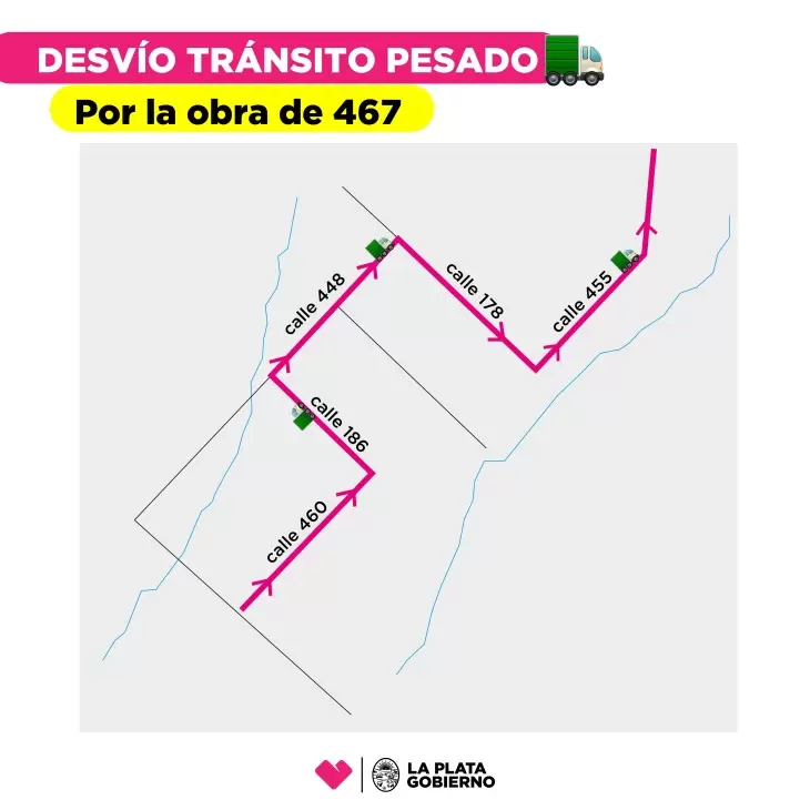 Desvios de tránsito pesado en calle 467 de City Bell