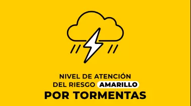 Alerta amarilla por fuertes tormentas, viento y posible granizo para la noche del domingo